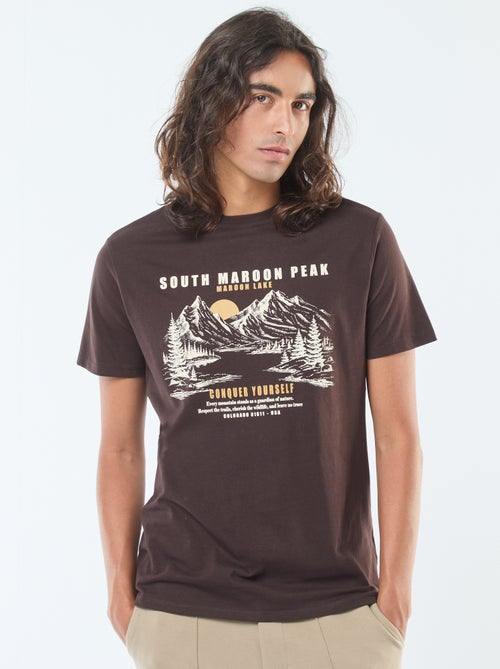 T-shirt met print, korte mouw en ronde hals - Kiabi