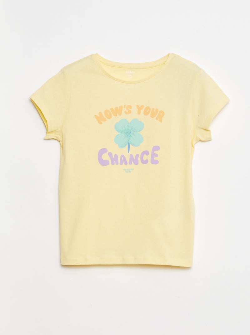 T-shirt met print, korte mouw en ronde hals Geel - Kiabi