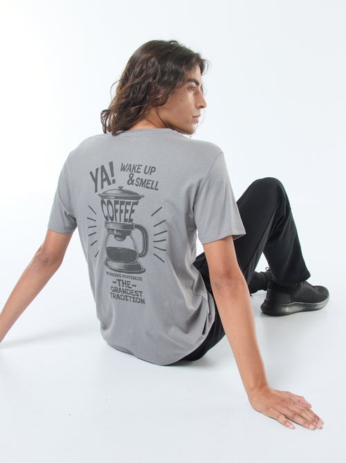 T-shirt met print, korte mouw en ronde hals - Kiabi