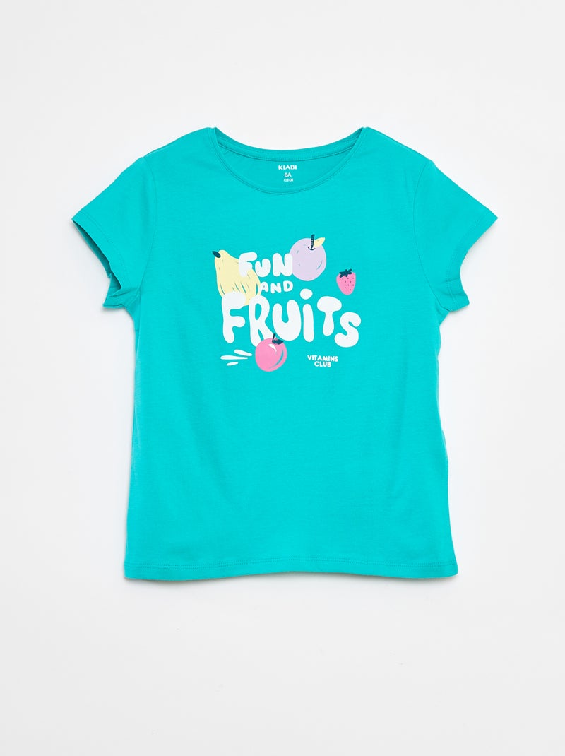 T-shirt met print, korte mouw en ronde hals Groen - Kiabi