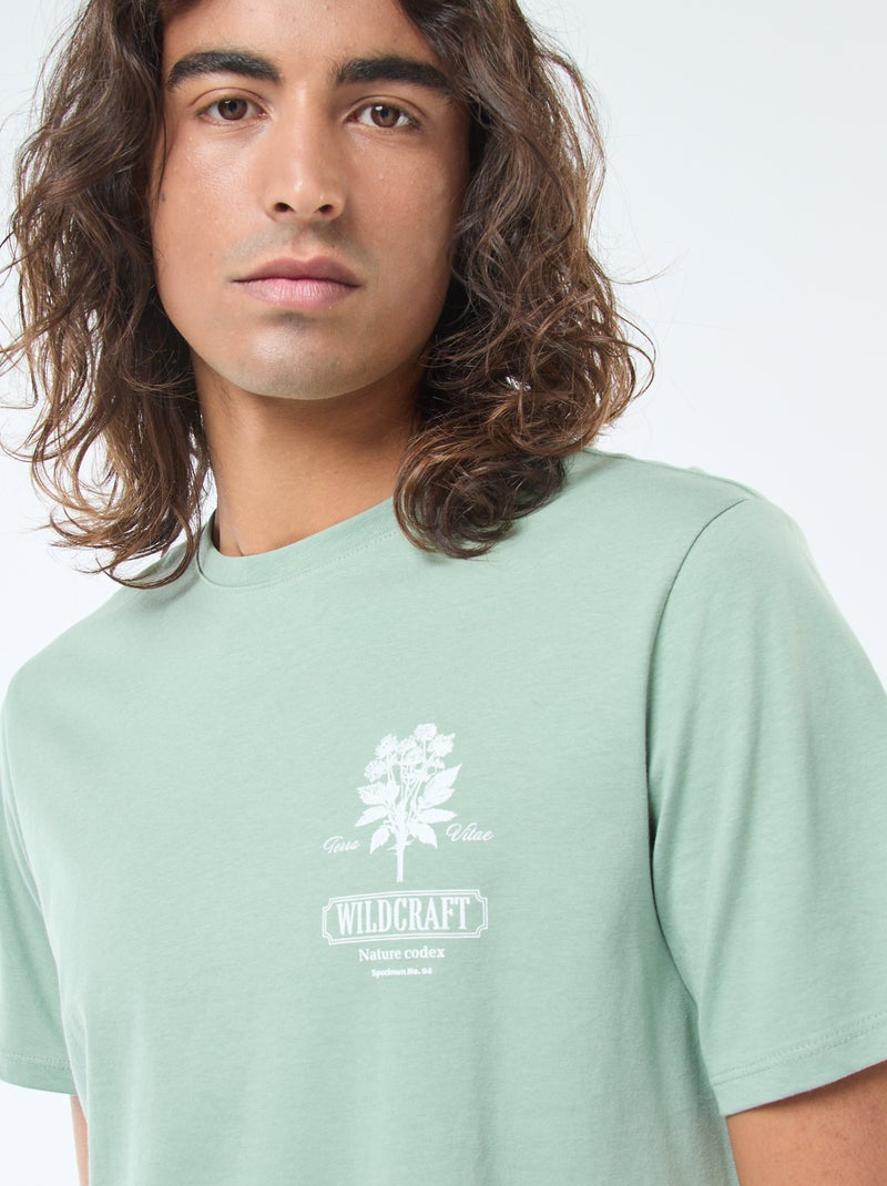 T-shirt met print, korte mouw en ronde hals Groen - Kiabi