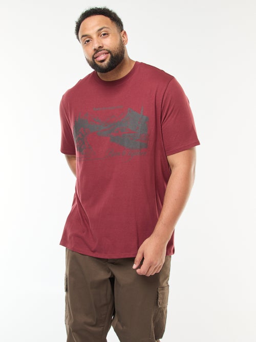 T-shirt met print, korte mouw en ronde hals - Kiabi