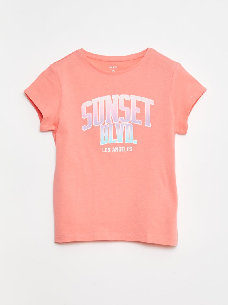 T-shirt met print, korte mouw en ronde hals Rose - Kiabi