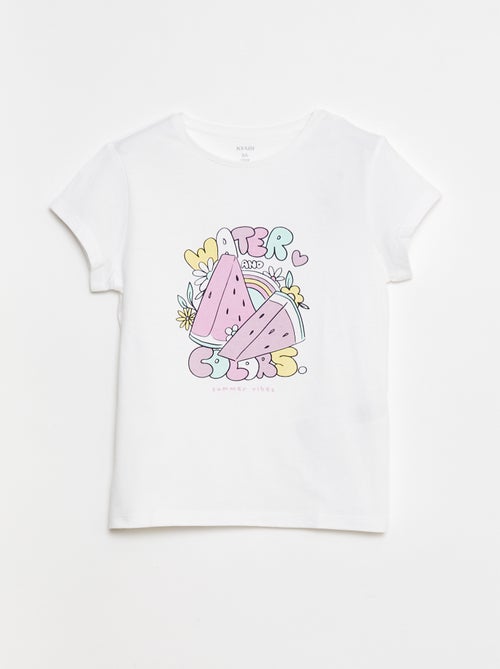 T-shirt met print, korte mouw en ronde hals - Kiabi