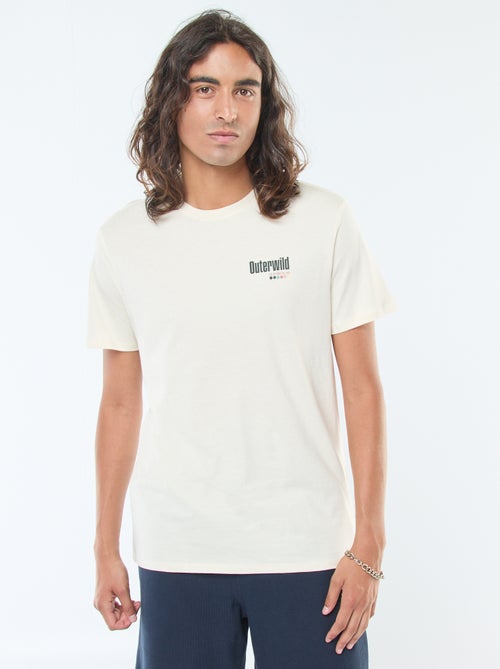 T-shirt met print, korte mouw en ronde hals - Kiabi