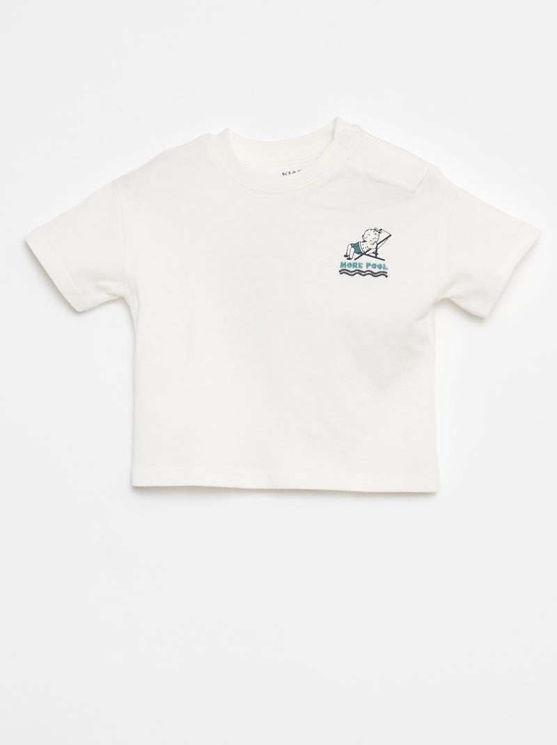 T-shirt met print op borst en rug Wit - Kiabi