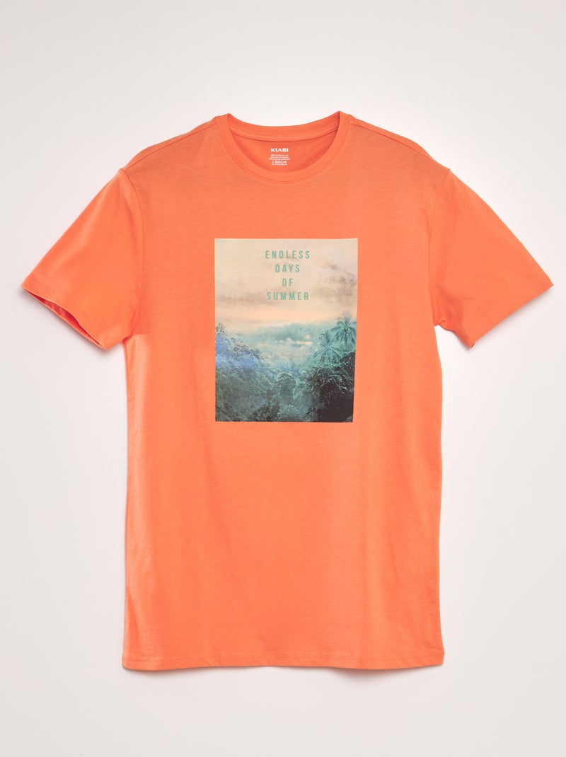 T-shirt met print ORANJE - Kiabi