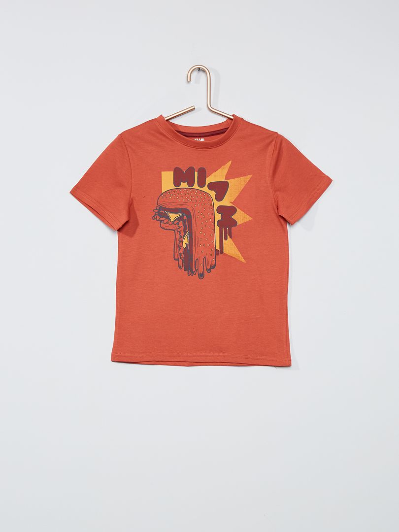 T-shirt met print ORANJE - Kiabi