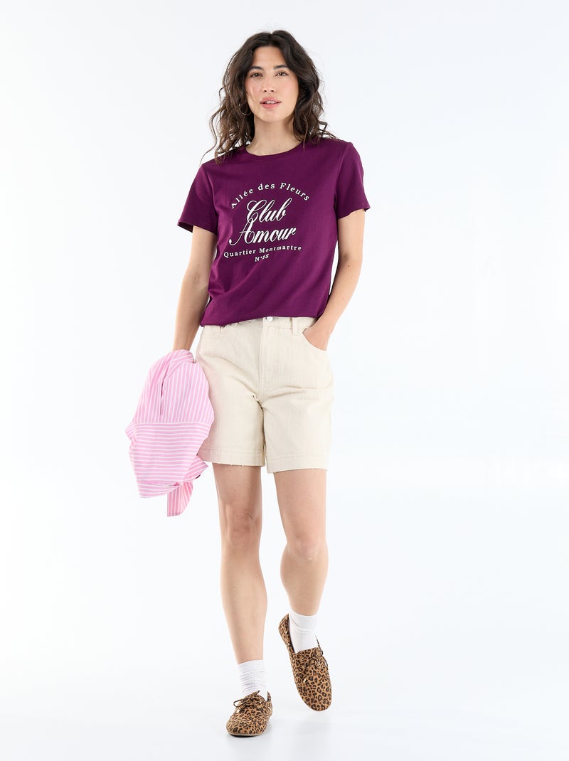 T-shirt met print Paars - Kiabi