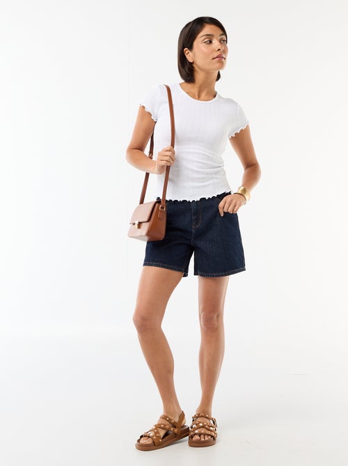 T-shirt met print van pointelle stof - Kiabi