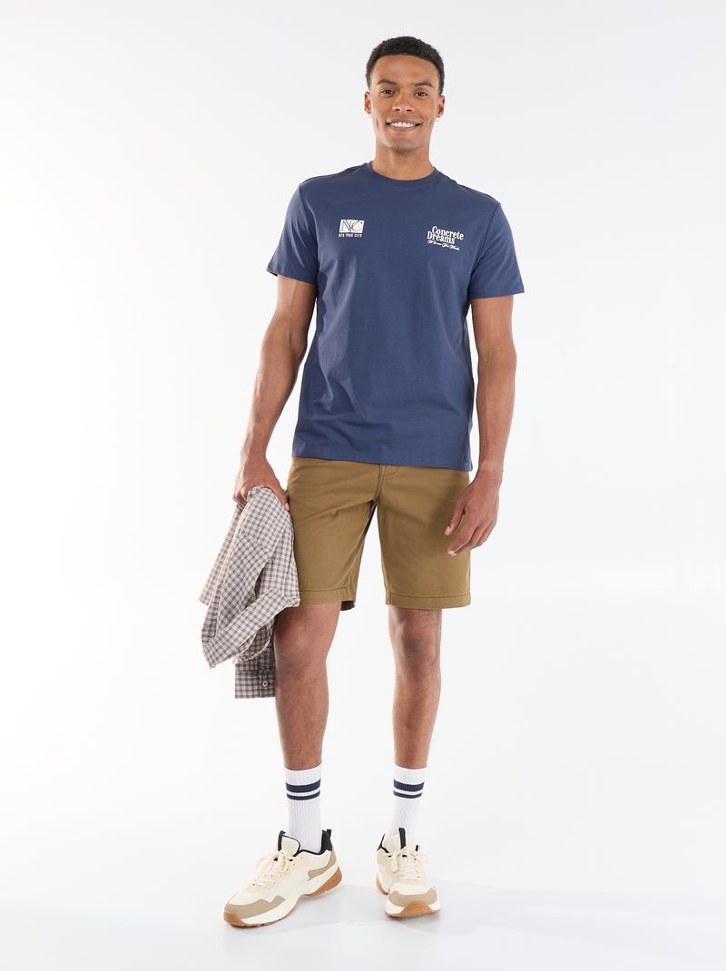 T-shirt met print voor- en achterkant en korte mouwen Blauw - Kiabi