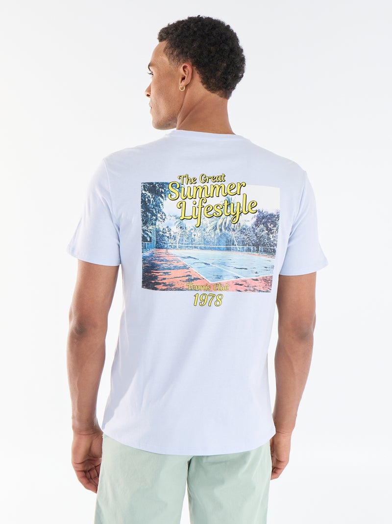 T-shirt met print voor- en achterkant en korte mouwen Blauw - Kiabi