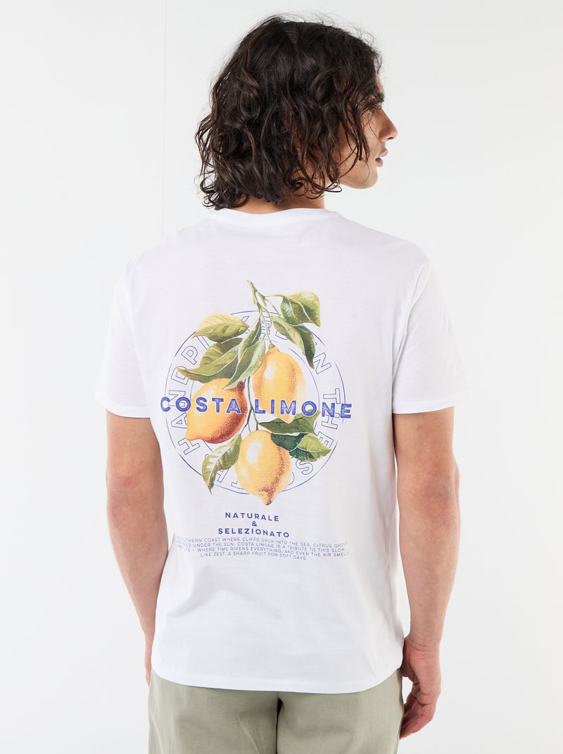 T-shirt met print voor- en achterkant en korte mouwen Wit - Kiabi