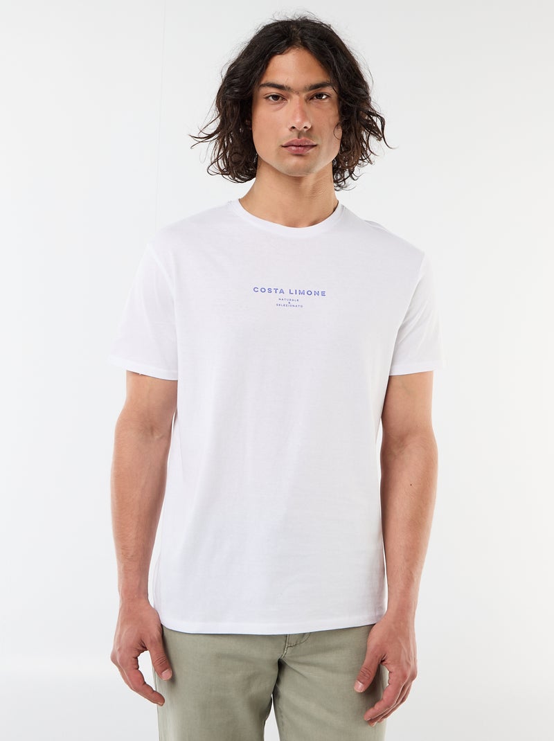 T-shirt met print voor- en achterkant en korte mouwen Wit - Kiabi
