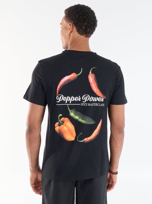 T-shirt met print voor- en achterkant en korte mouwen - Kiabi
