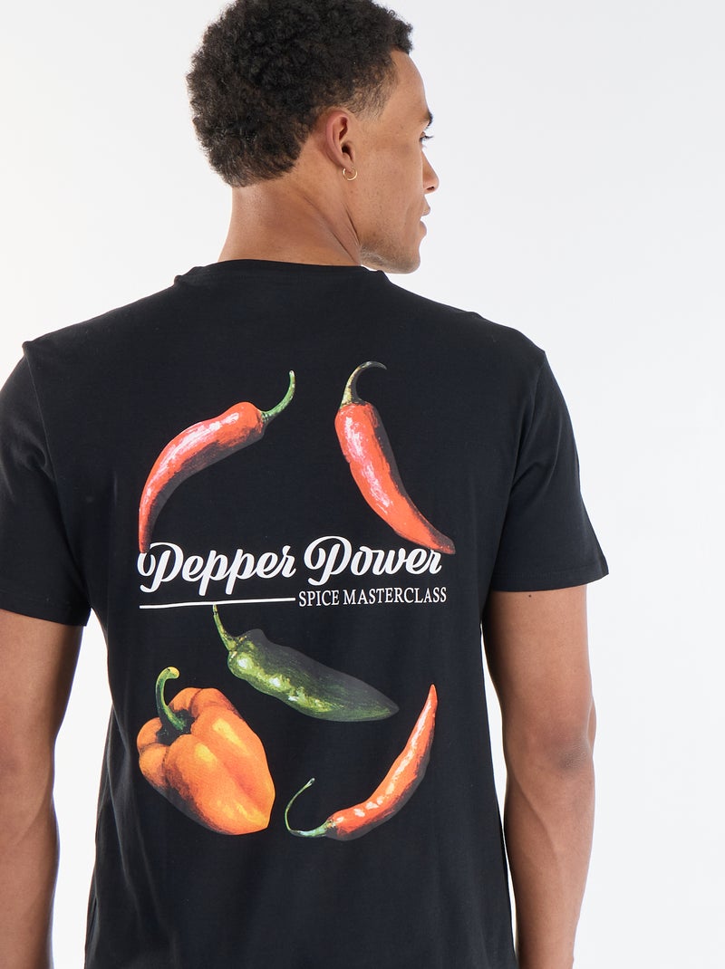 T-shirt met print voor- en achterkant en korte mouwen Zwart - Kiabi