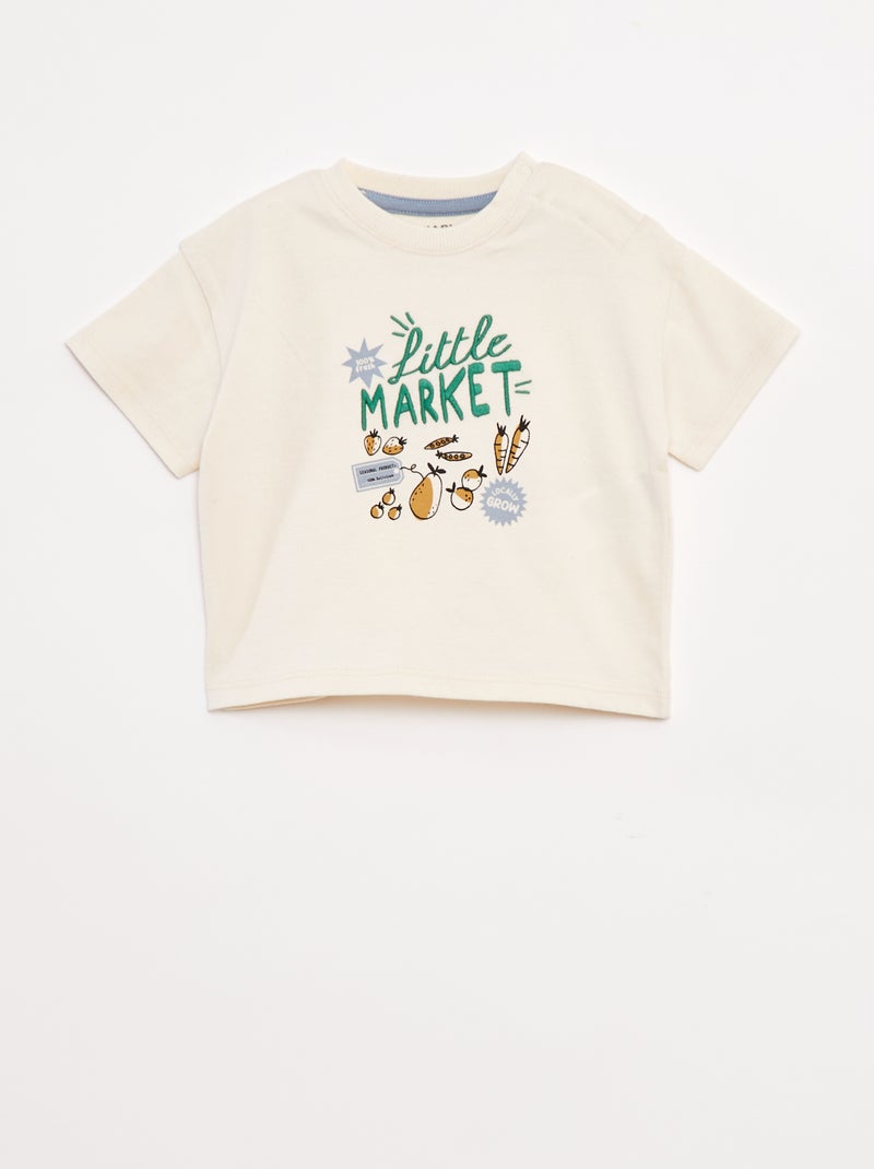 T-shirt met print voor & achter Wit - Kiabi
