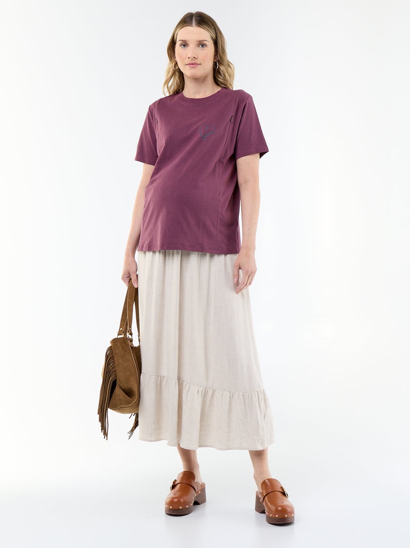 T-shirt met print voor borstvoeding Bruin - Kiabi