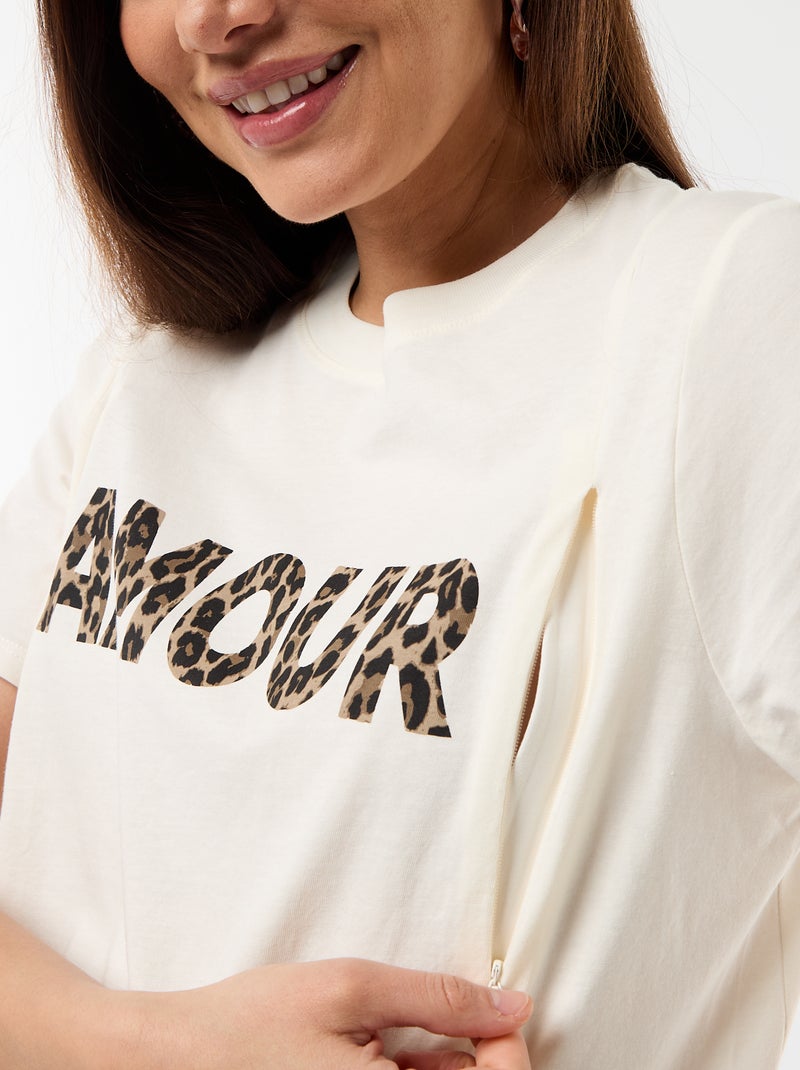 T-shirt met print voor borstvoeding Wit - Kiabi