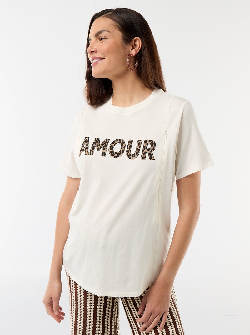 T-shirt met print voor borstvoeding Wit - Kiabi