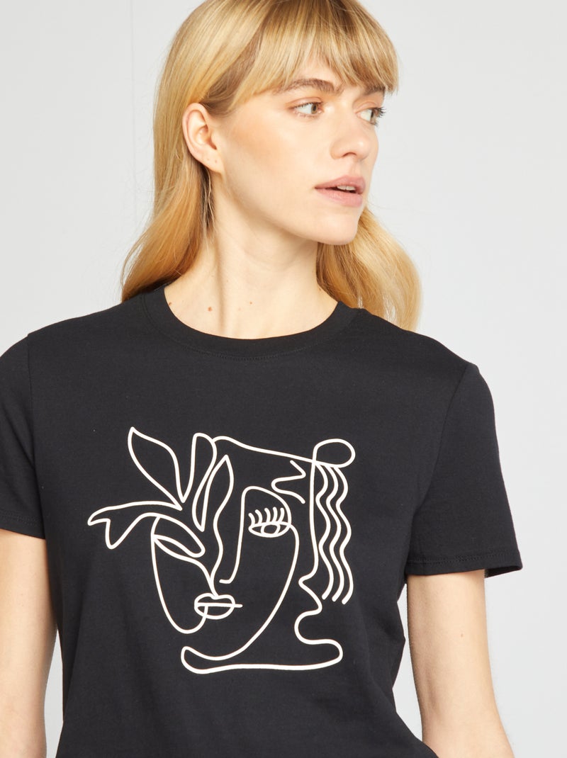T-shirt met print ZWART - Kiabi