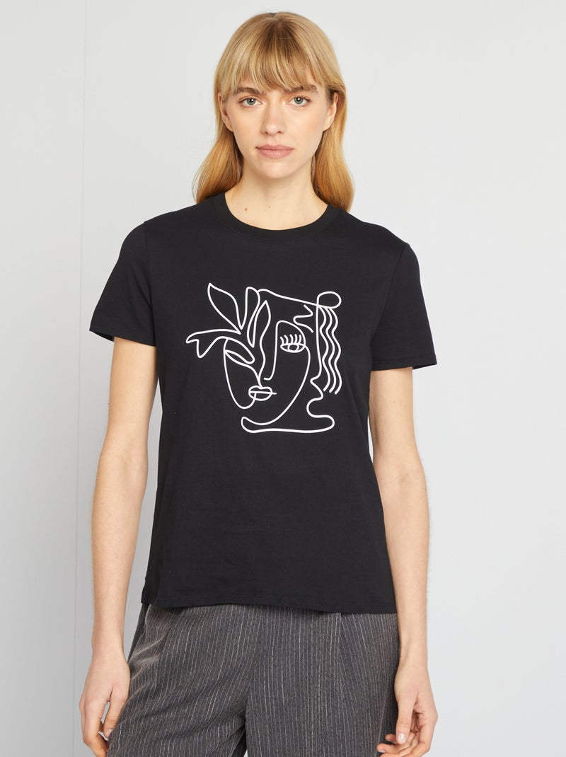 T-shirt met print ZWART - Kiabi