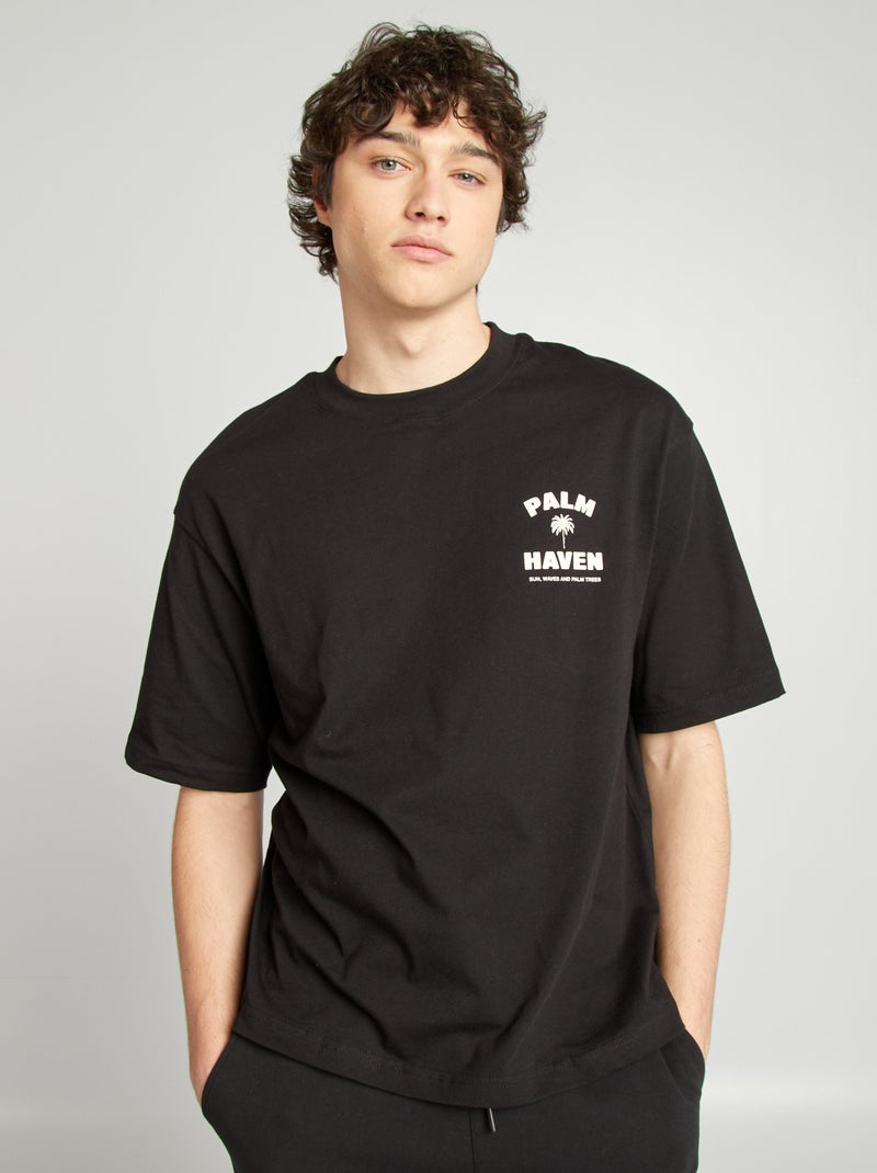 T-shirt met print ZWART - Kiabi