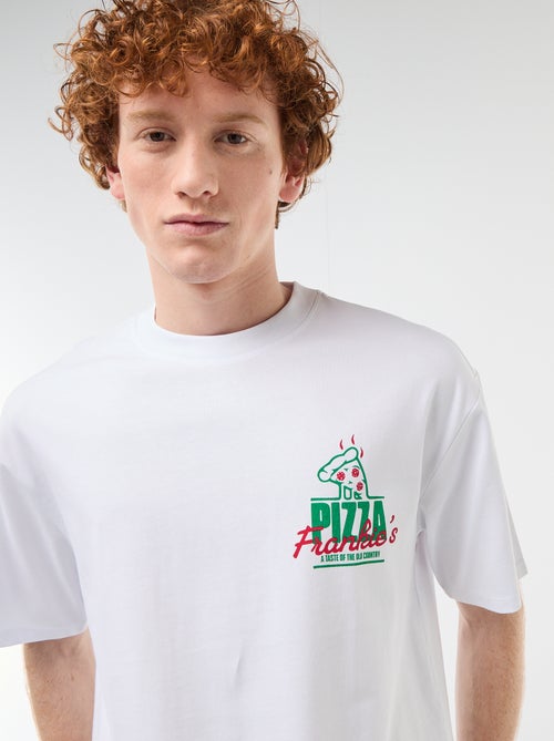 T-shirt met prints voor en achter van effen katoen - Kiabi