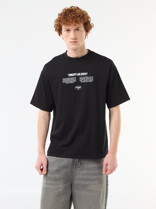 T-shirt met prints voor en achter van effen katoen - Kiabi