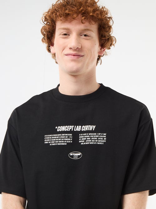 T-shirt met prints voor en achter van effen katoen - Kiabi