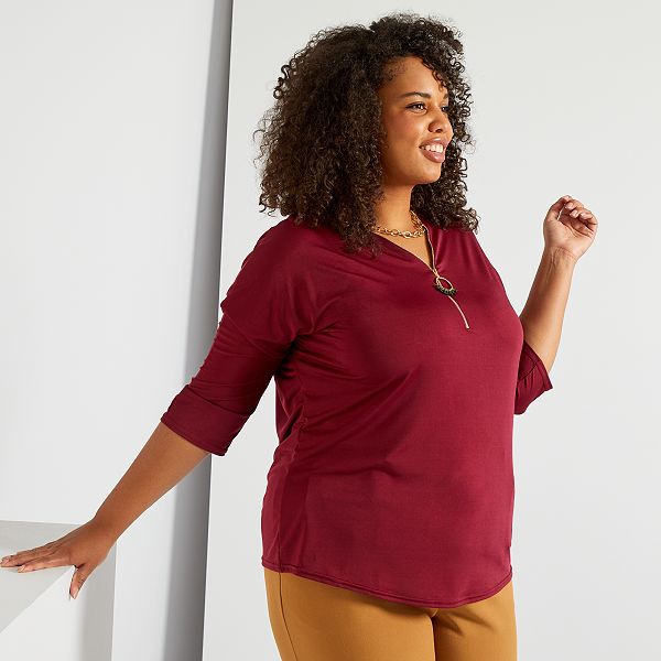 T-shirt met rits Dames Size+ - bordeaux - Kiabi - 17,00€