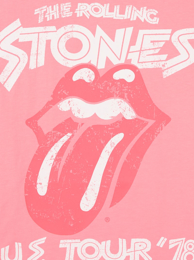 T-shirt met 'Rolling Stones'-print van katoen Rose - Kiabi