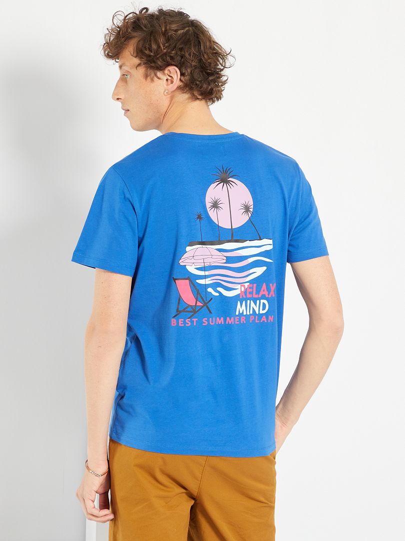 T-shirt met ronde hals - 'Produkt' BLAUW - Kiabi