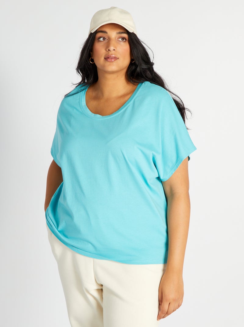T-shirt met ronde hals BLAUW - Kiabi