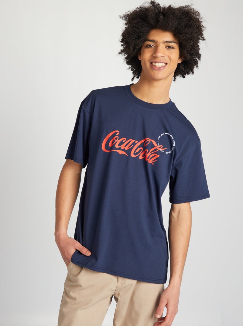 T-shirt met ronde hals 'Coca-Cola' BLAUW - Kiabi
