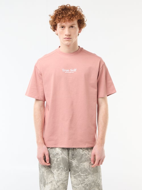 T-shirt met ronde hals en contrasterend borduursel - Kiabi