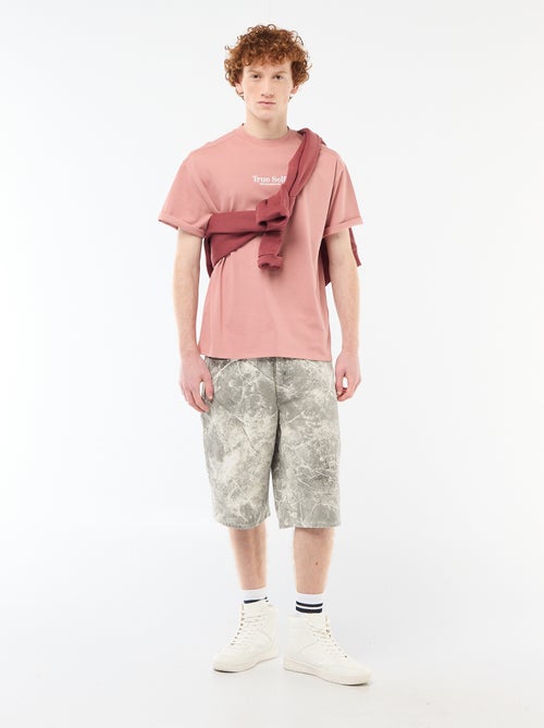 T-shirt met ronde hals en contrasterend borduursel - Kiabi