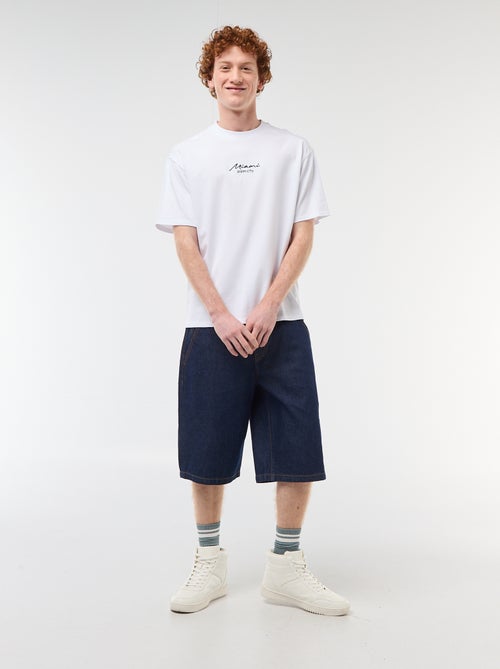 T-shirt met ronde hals en contrasterend borduursel - Kiabi