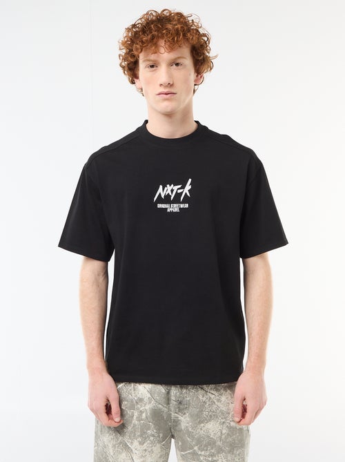 T-shirt met ronde hals en contrasterend borduursel - Kiabi