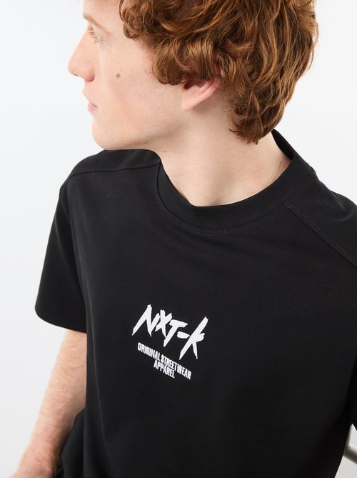 T-shirt met ronde hals en contrasterend borduursel - Kiabi