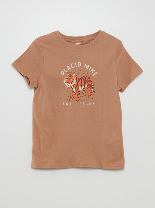 T-shirt met ronde hals en print - Kiabi