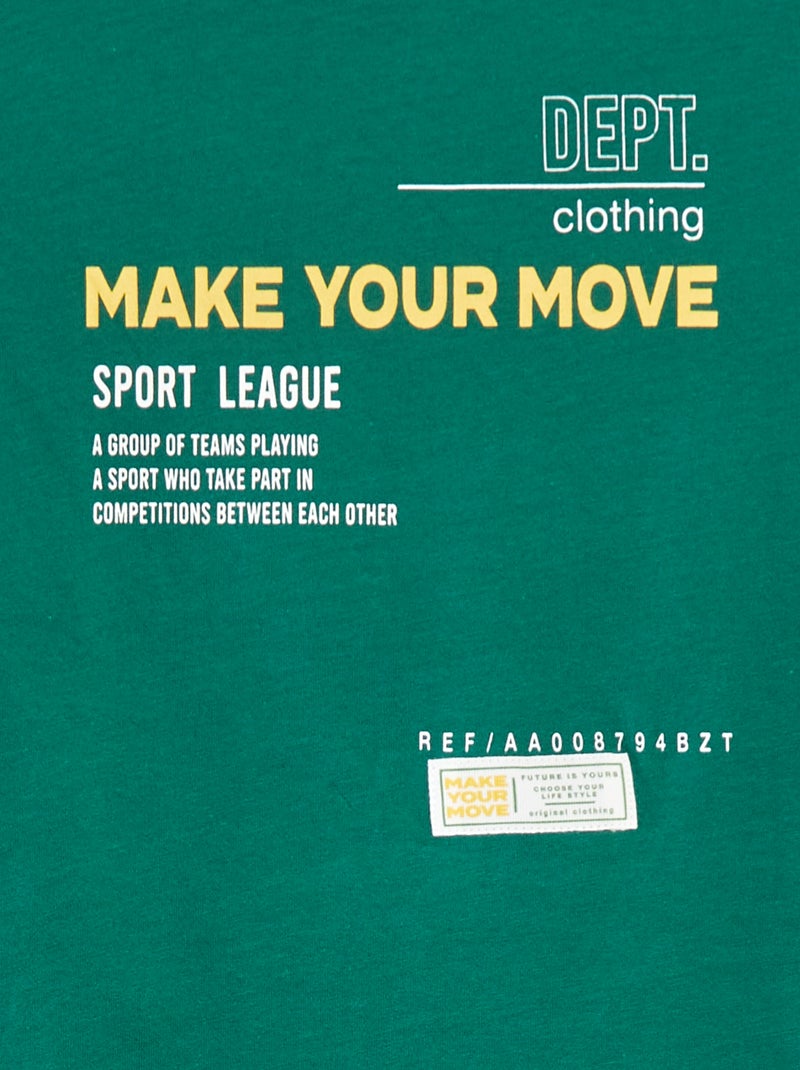 T-shirt met ronde hals en print GROEN - Kiabi