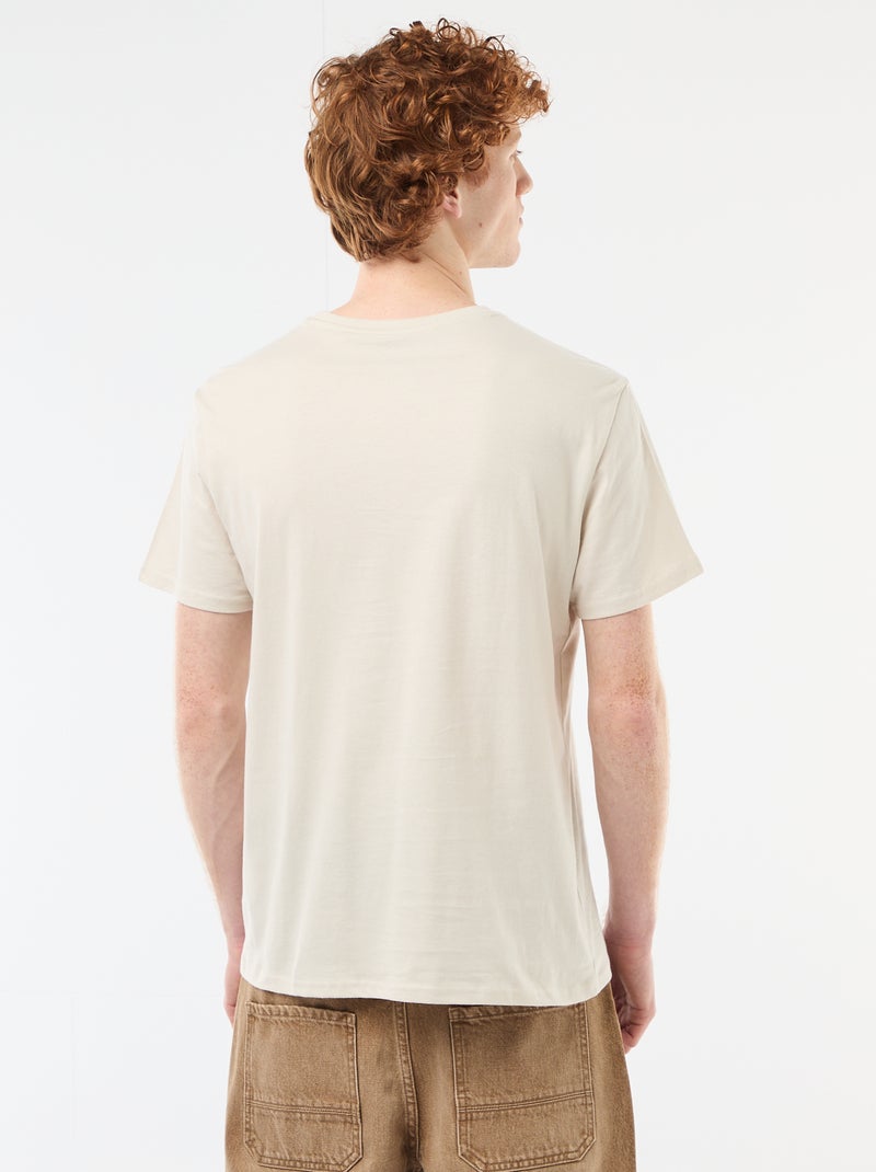 T-shirt met ronde hals en print van katoen Biege - Kiabi