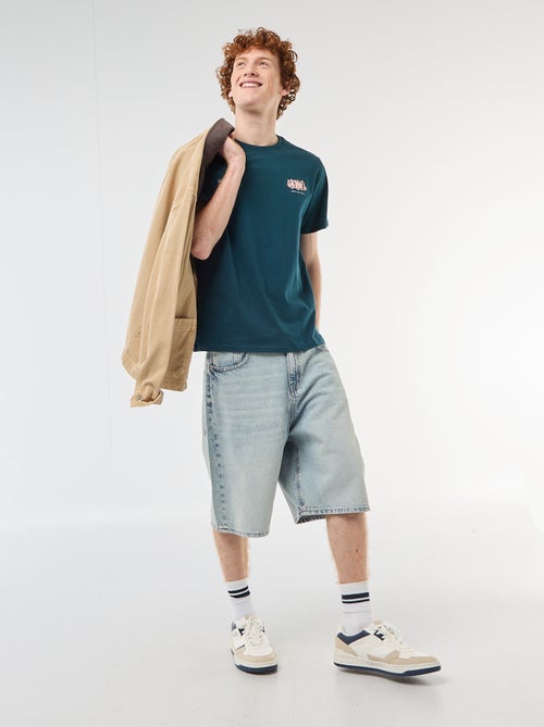 T-shirt met ronde hals en print van katoen - Kiabi