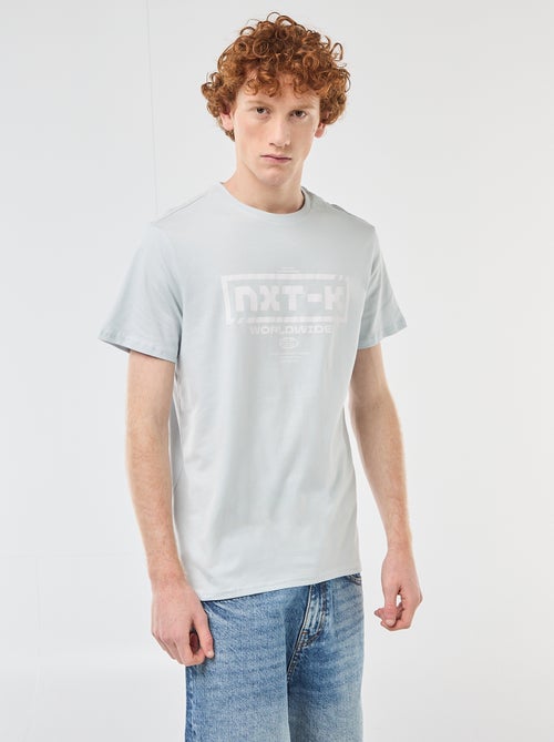 T-shirt met ronde hals en print van katoen - Kiabi