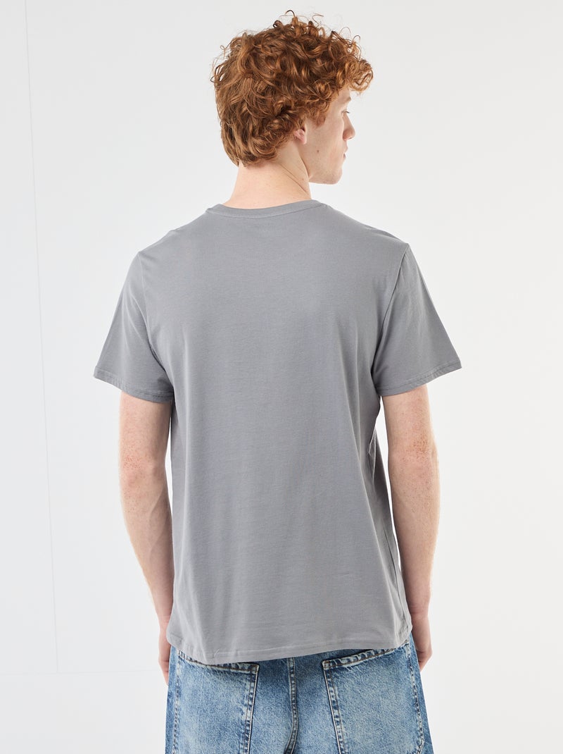 T-shirt met ronde hals en print van katoen Grijs - Kiabi