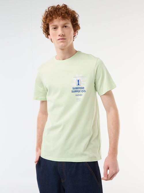 T-shirt met ronde hals en print van katoen - Kiabi