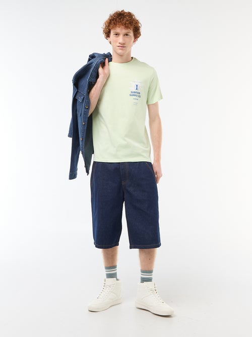 T-shirt met ronde hals en print van katoen - Kiabi