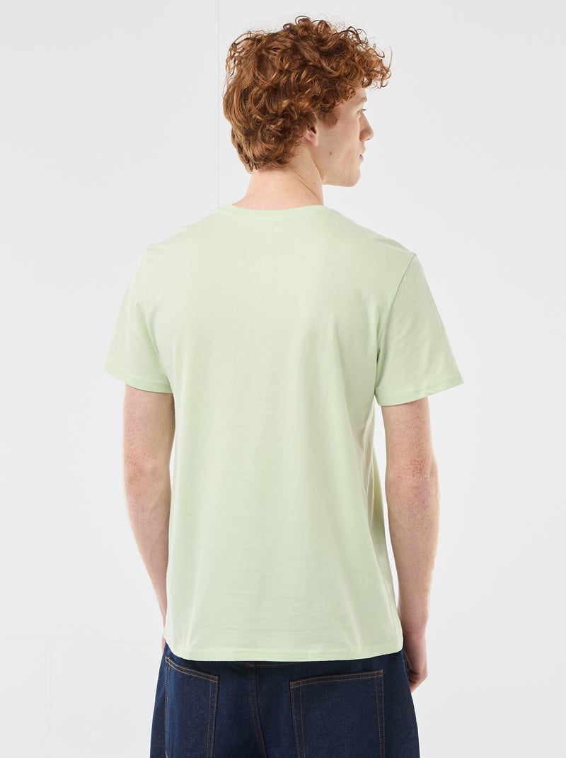 T-shirt met ronde hals en print van katoen Groen - Kiabi