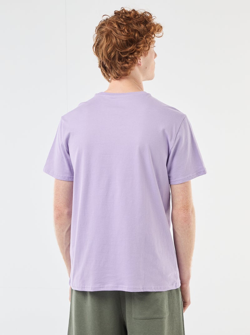 T-shirt met ronde hals en print van katoen Paars - Kiabi